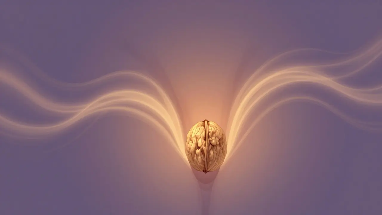 Stylizovaný vnitřní pohled na oblast G-bodu s jemným zářivým světlem a energetickými vlnami.