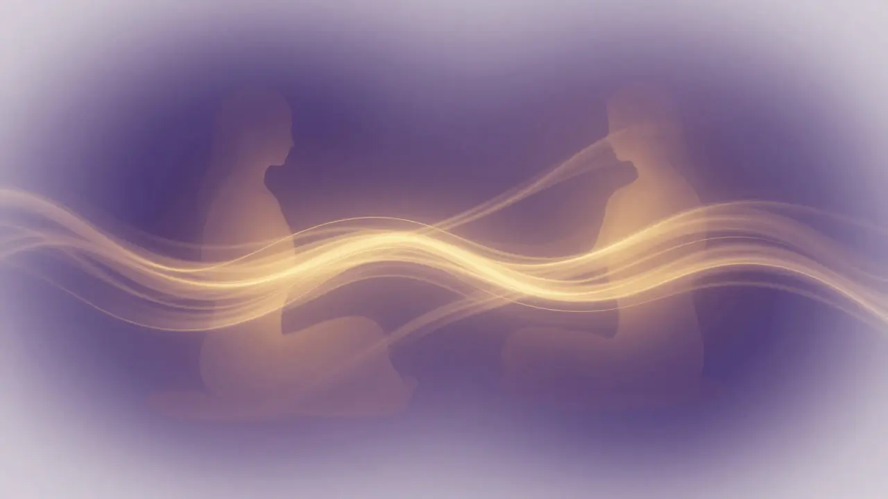 Abstraktní ilustrace energetického propojení a meditace